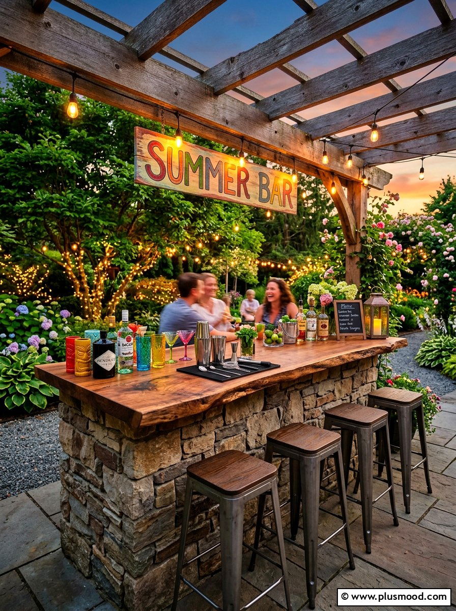 Backyard Bar - 25 summer outdoor living patio ideas