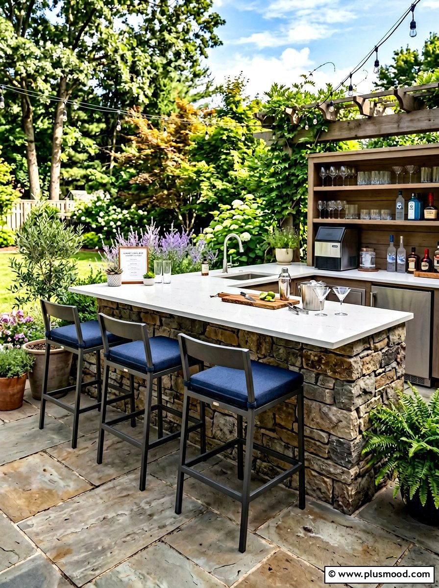 Backyard Bar with Stools - 25 best summer backyard ideas