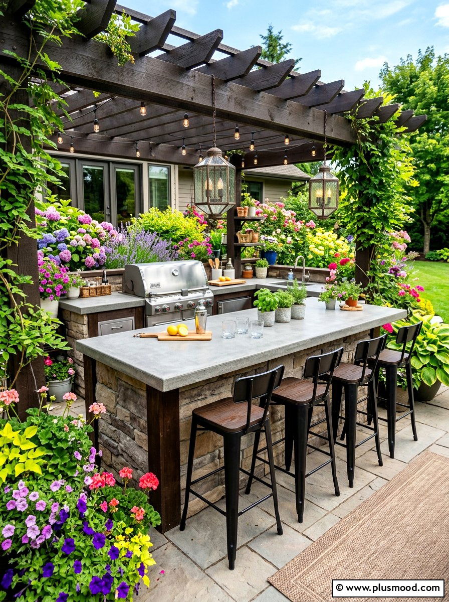 Backyard Barbecue Counter With Seating - 25 summer backyard grill area ideas