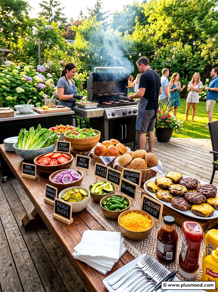 Backyard Burger Bar - 25 end of summer backyard party ideas