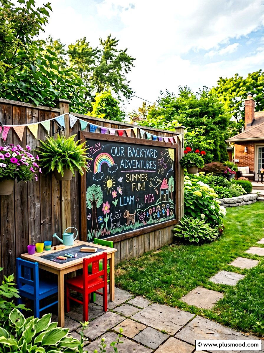 Backyard Chalkboard Wall - 25 cheap summer backyard ideas