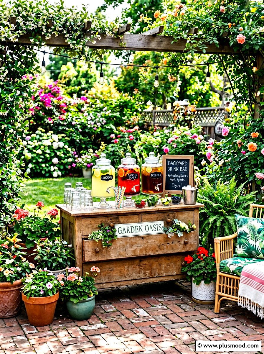 Backyard Drink Bar - 25 summer cookout setup ideas