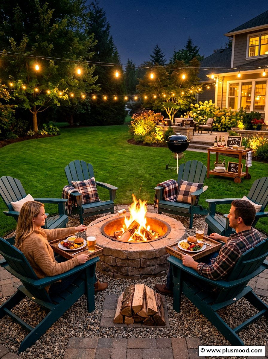 Backyard Fire Pit BBQ - 25 summer dinner party ideas outdoors