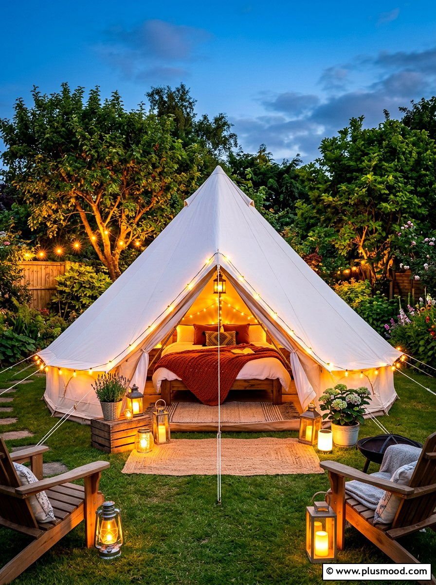 Backyard Glamping Tent - 25 summer backyard entertaining ideas