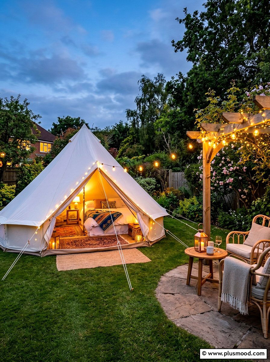Backyard Glamping Tent - 25 summer patio party ideas