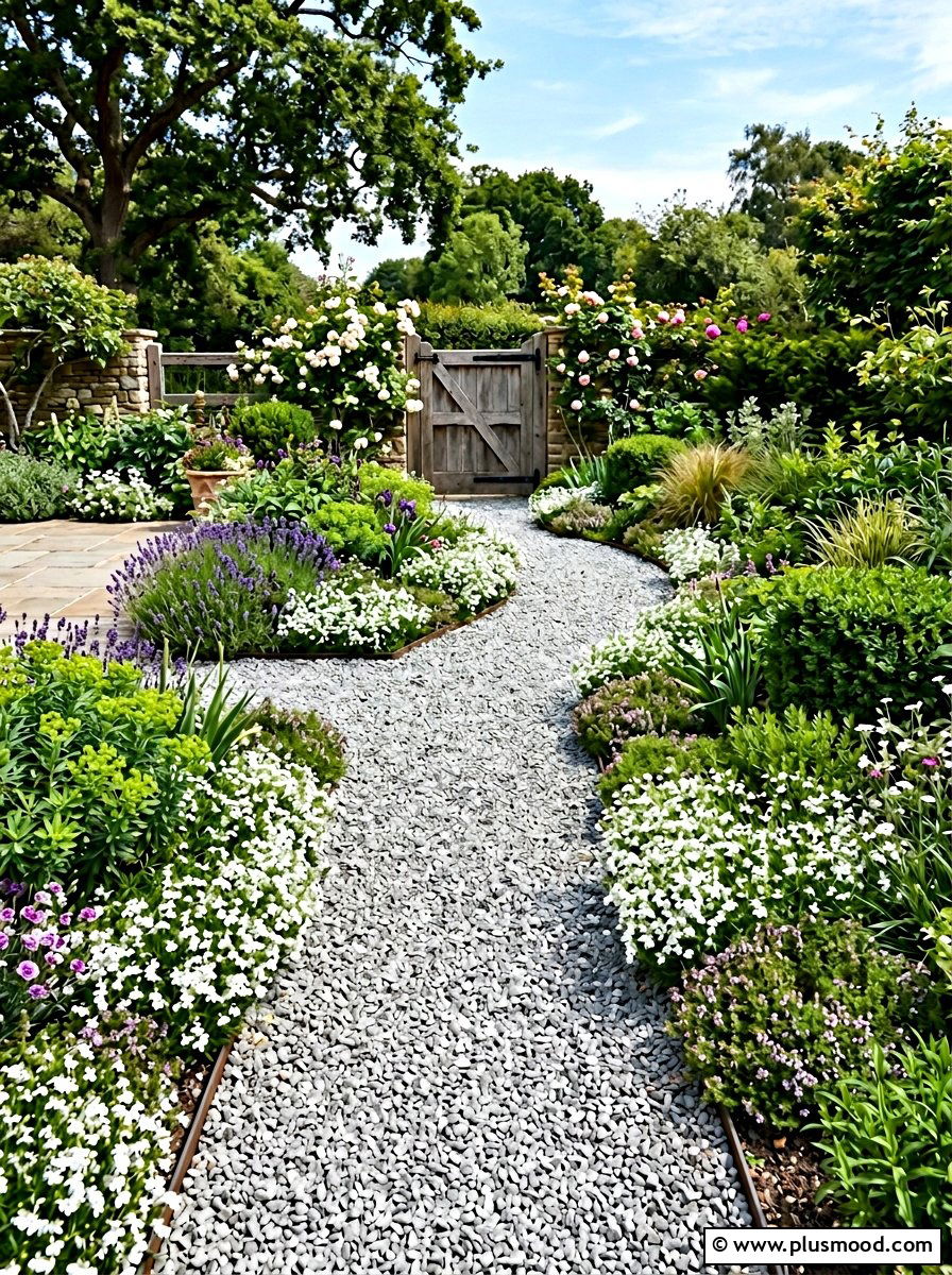Backyard Gravel Path With Flower Borders - 25 small backyard ideas with flower beds