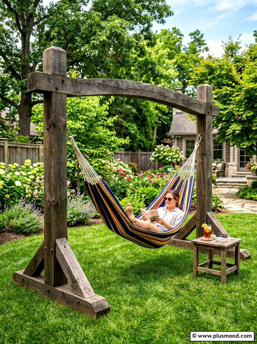 Backyard Hammock Stand - 25 summer backyard ideas on a budget