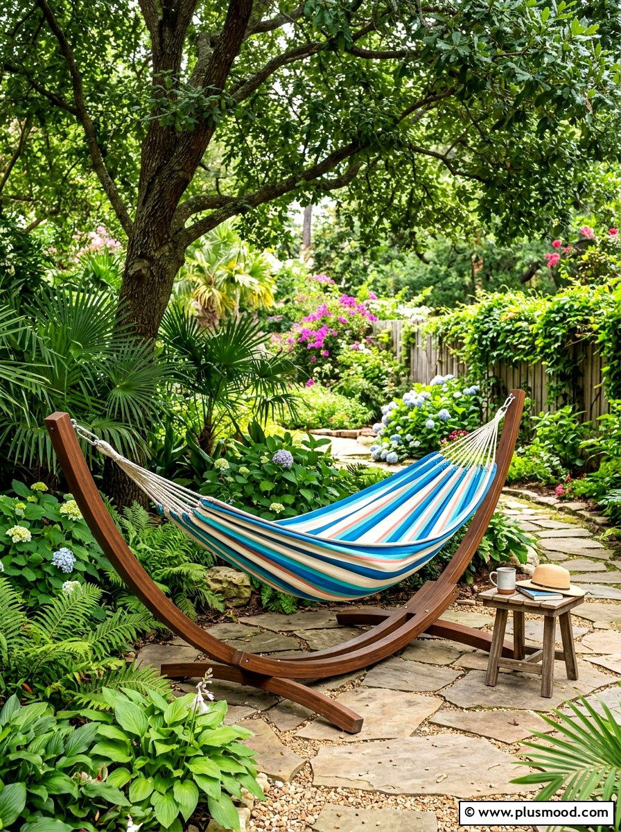 Backyard Hammock Stand - 25 budget summer backyard makeover ideas