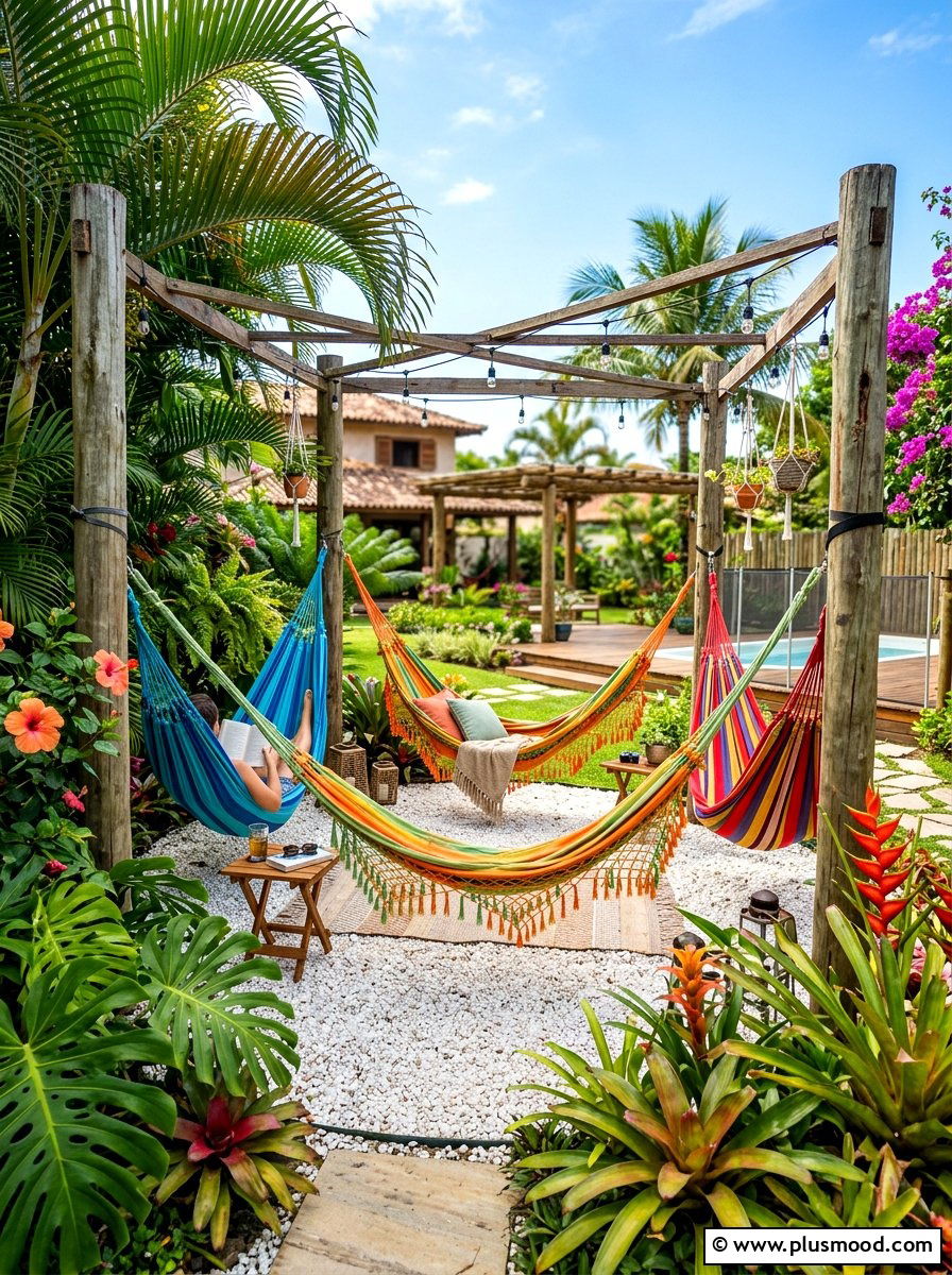 Backyard Hammock Village - 25 summer backyard play area ideas