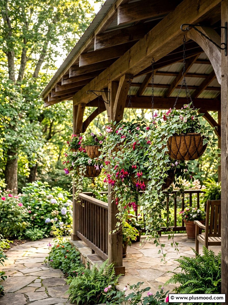 Backyard Hanging Basket Display - 25 small backyard ideas with vertical garden