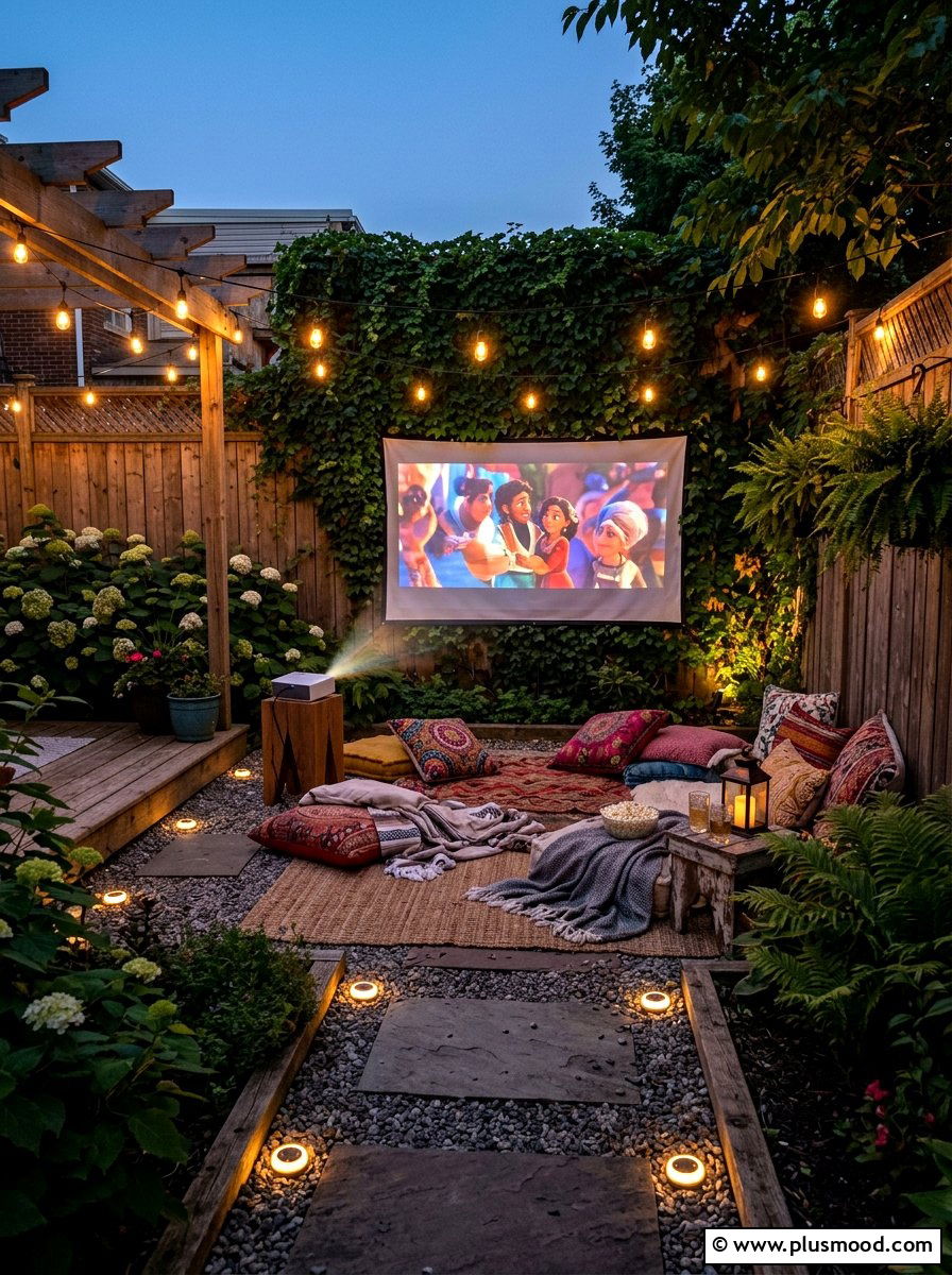Backyard Movie Lighting - 25 small backyard ideas with outdoor lighting