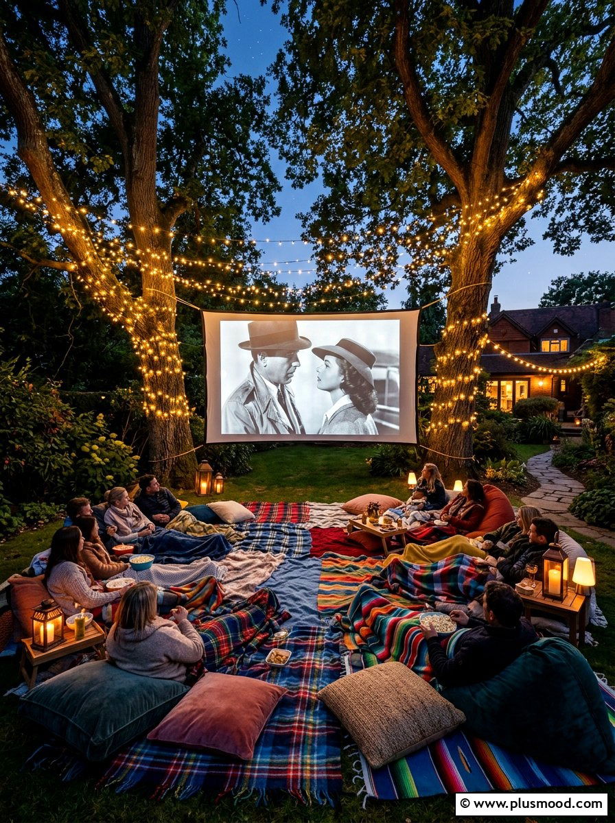 Backyard Movie Night - 25 summer boho outdoor party ideas