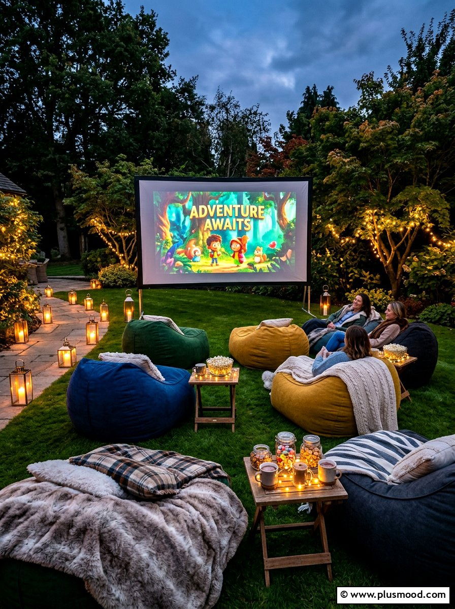 Backyard Movie Night Setup - 25 summer outdoor lounge party ideas