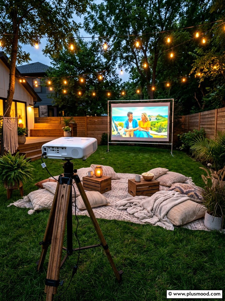 Backyard Movie Projector - 25 summer movie night backyard ideas