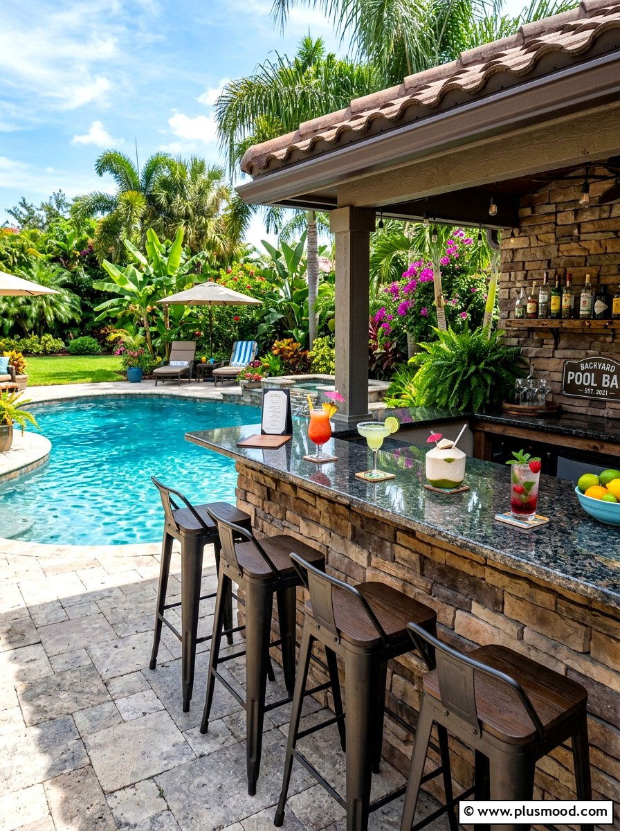 Backyard Pool Bar - 25 late summer pool decor ideas
