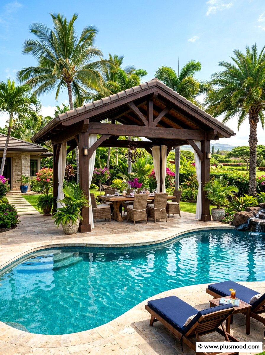 Backyard Pool Gazebo - 25 summer tropical pool ideas