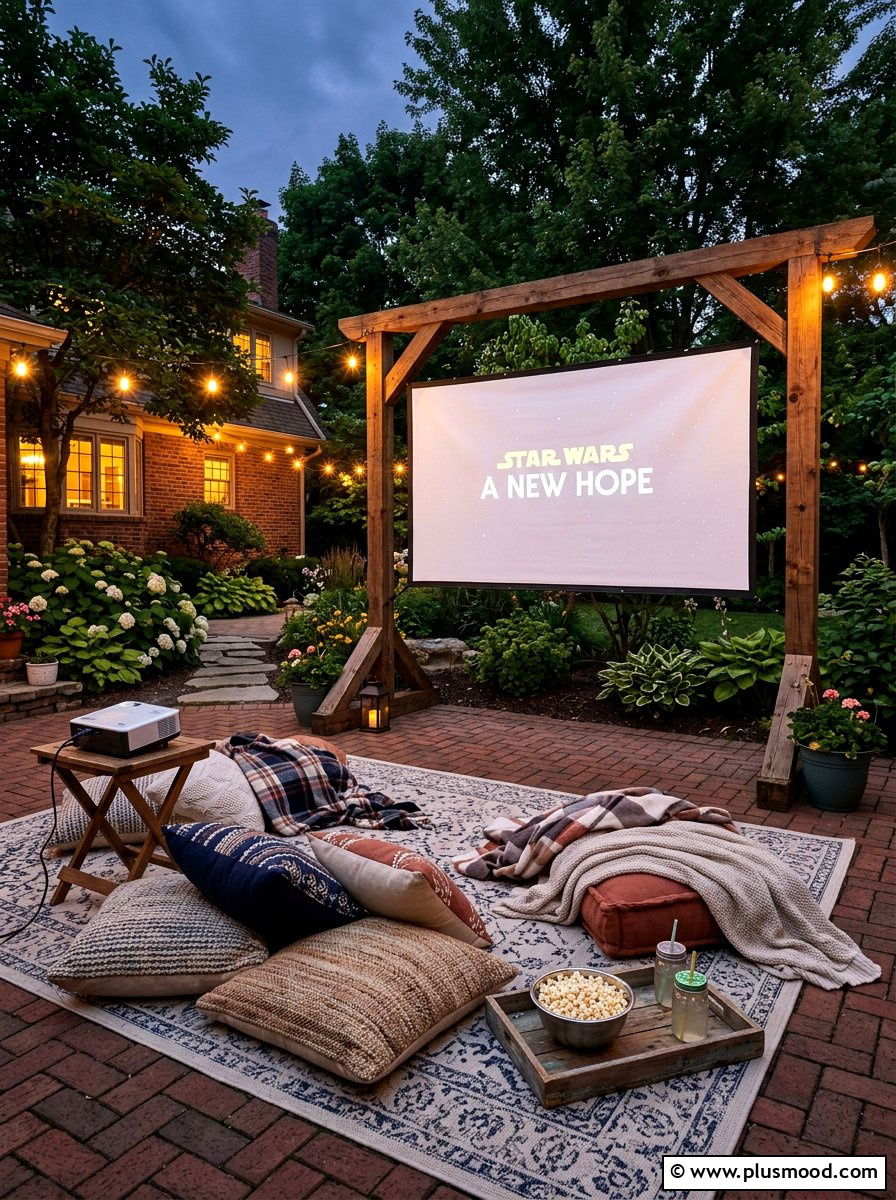 Backyard Projector Screen - 25 cheap summer patio ideas