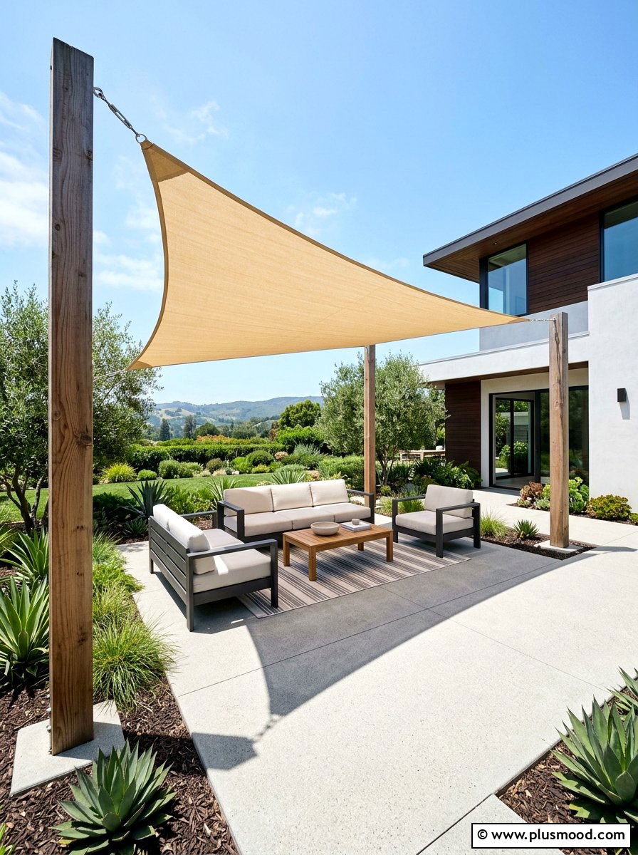 Backyard Shade Sail - 25 cheap summer backyard ideas
