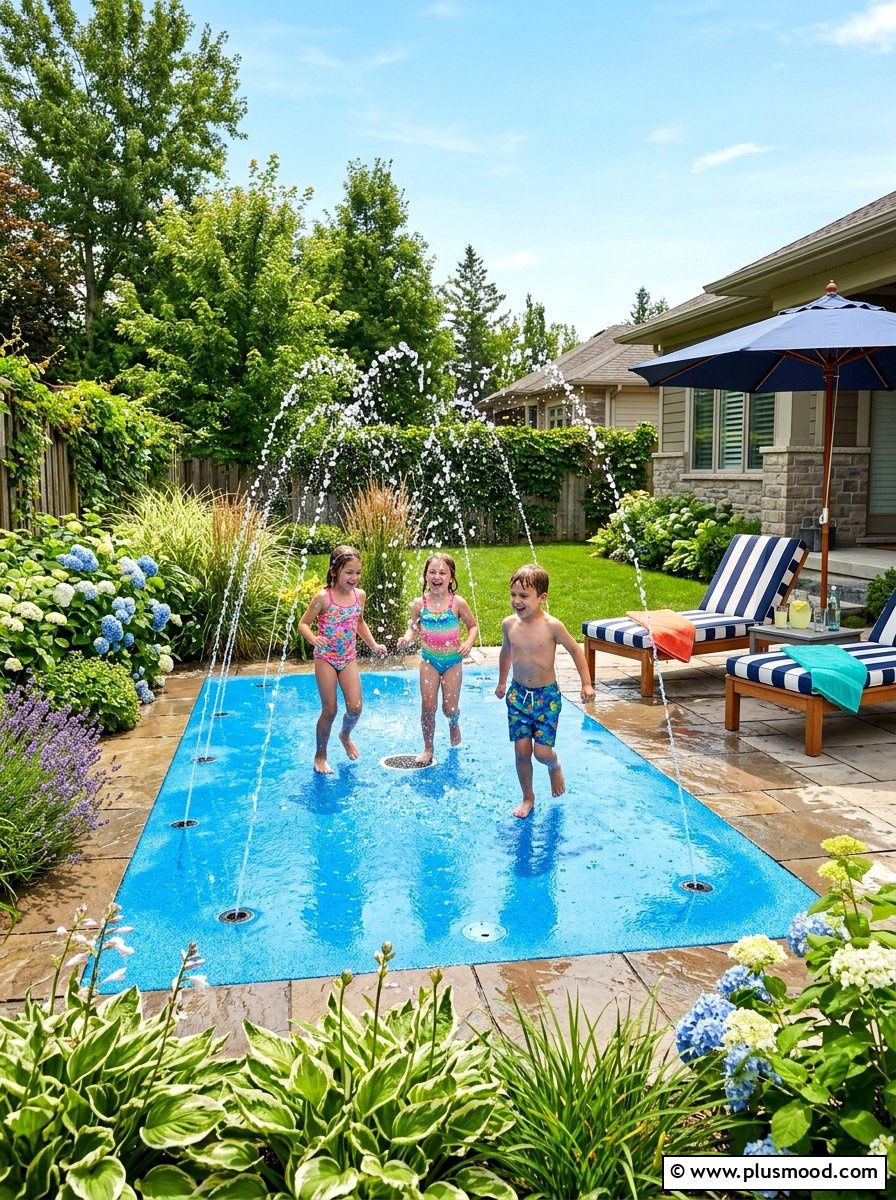 Backyard Splash Pad - 25 summer backyard play area ideas
