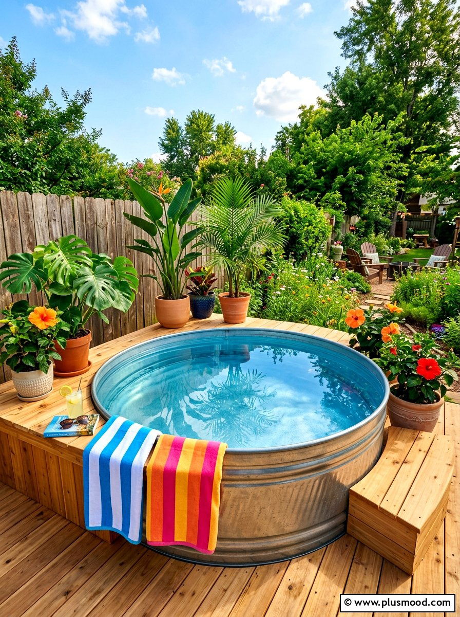 Backyard Stock Tank Pool - 25 cheap summer backyard ideas