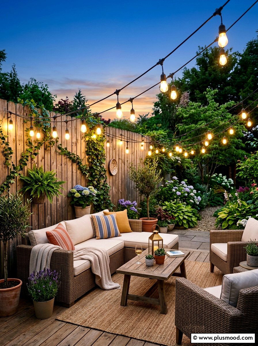 Backyard String Lights - 25 budget summer backyard makeover ideas