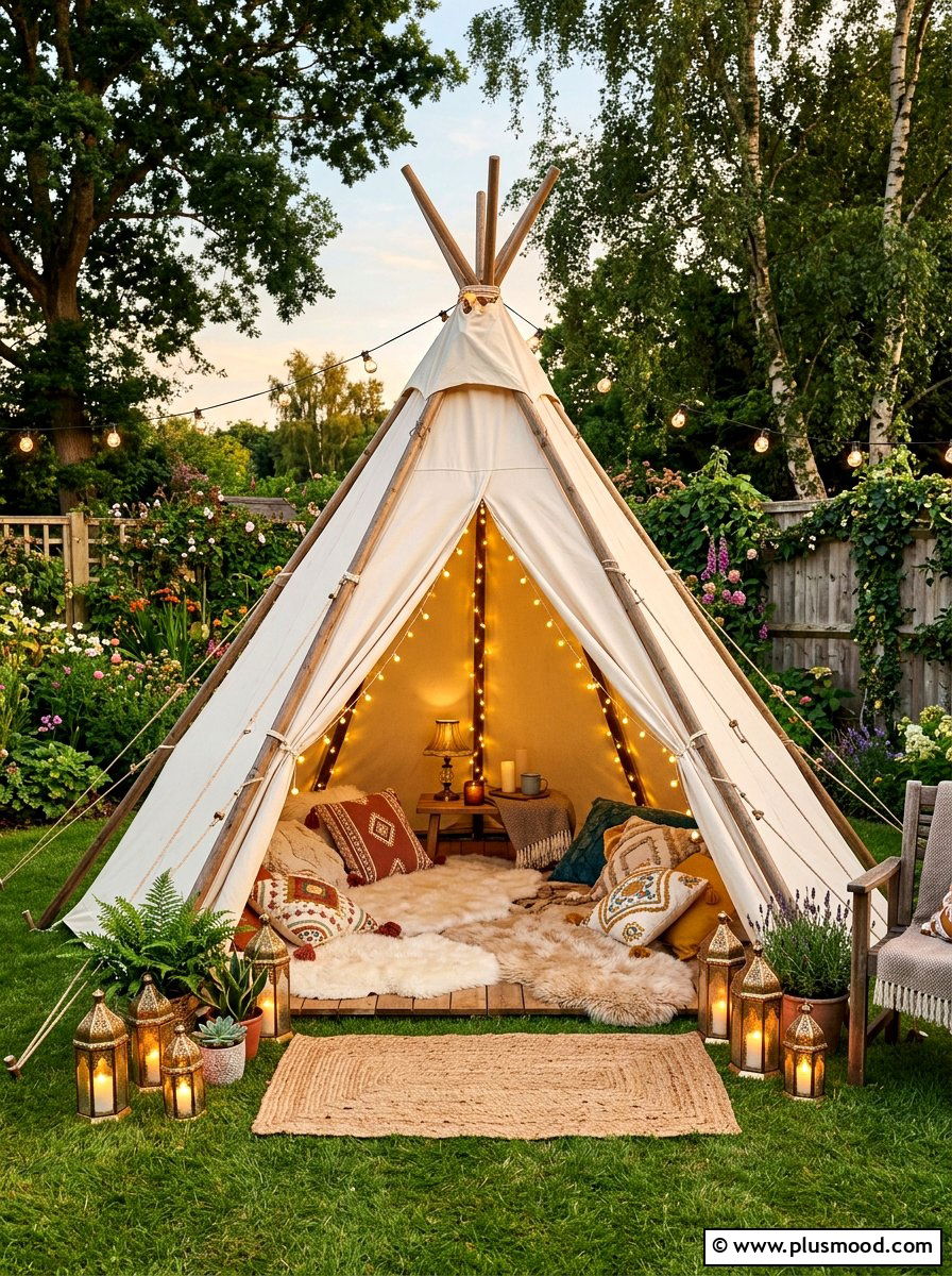 Backyard Teepee Tent - 25 summer movie night backyard ideas