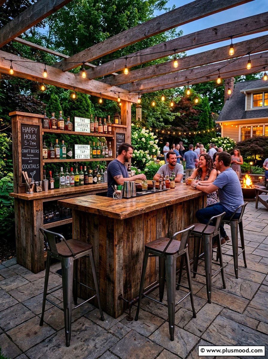 Backyard bar with stools - 25 summer backyard ideas