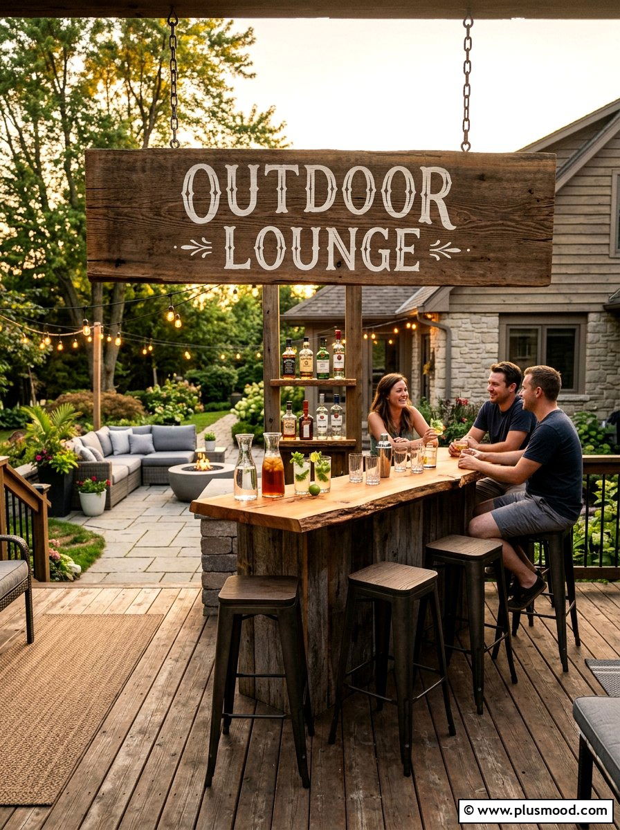 Backyard bar wood sign - 25 outdoor garden decor ideas with wood signs