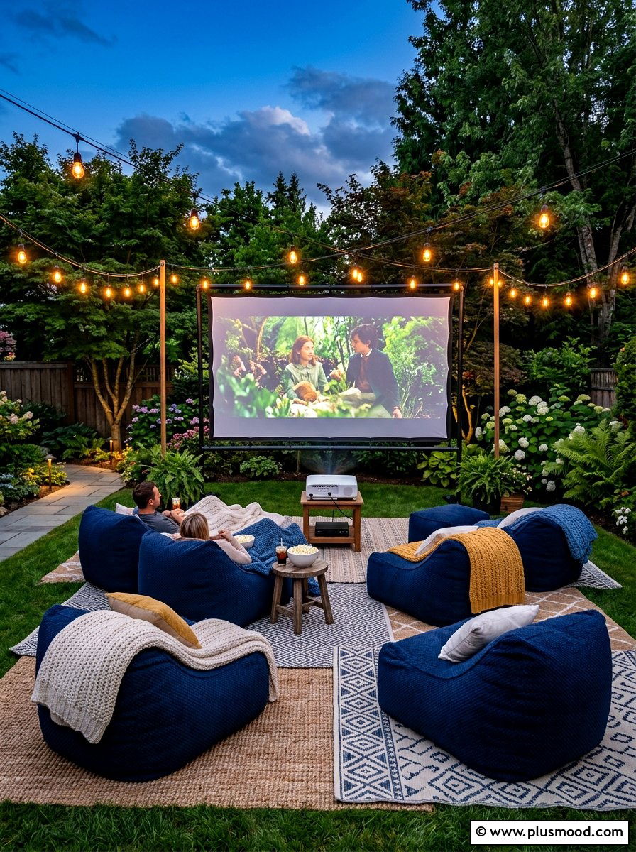 Backyard cinema lounge - 25 summer backyard picnic ideas