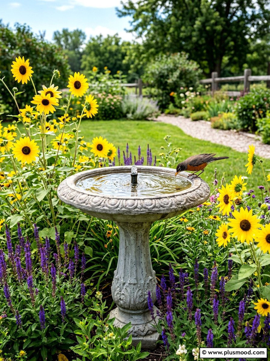 Backyard concrete bird bath - 25 simple summer backyard ideas