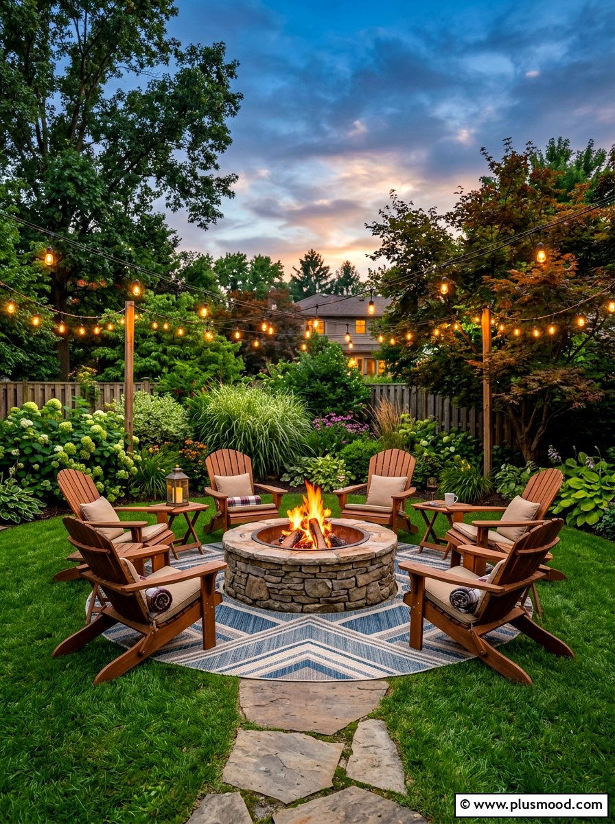 Backyard fire pit seating - 25 summer bonfire party ideas