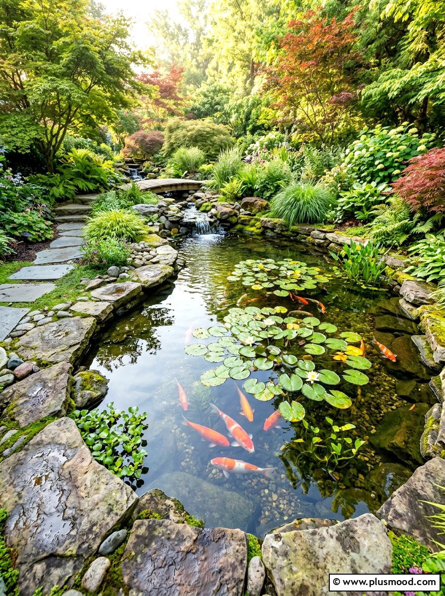 Backyard koi pond - 25 outdoor garden decor ideas with zen elements
