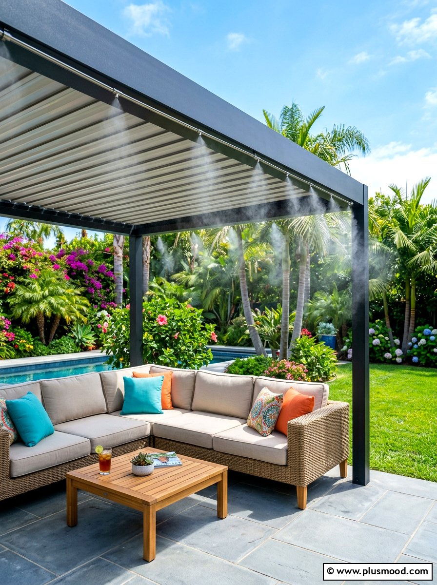 Backyard misting system - 25 summer hot weather landscaping ideas