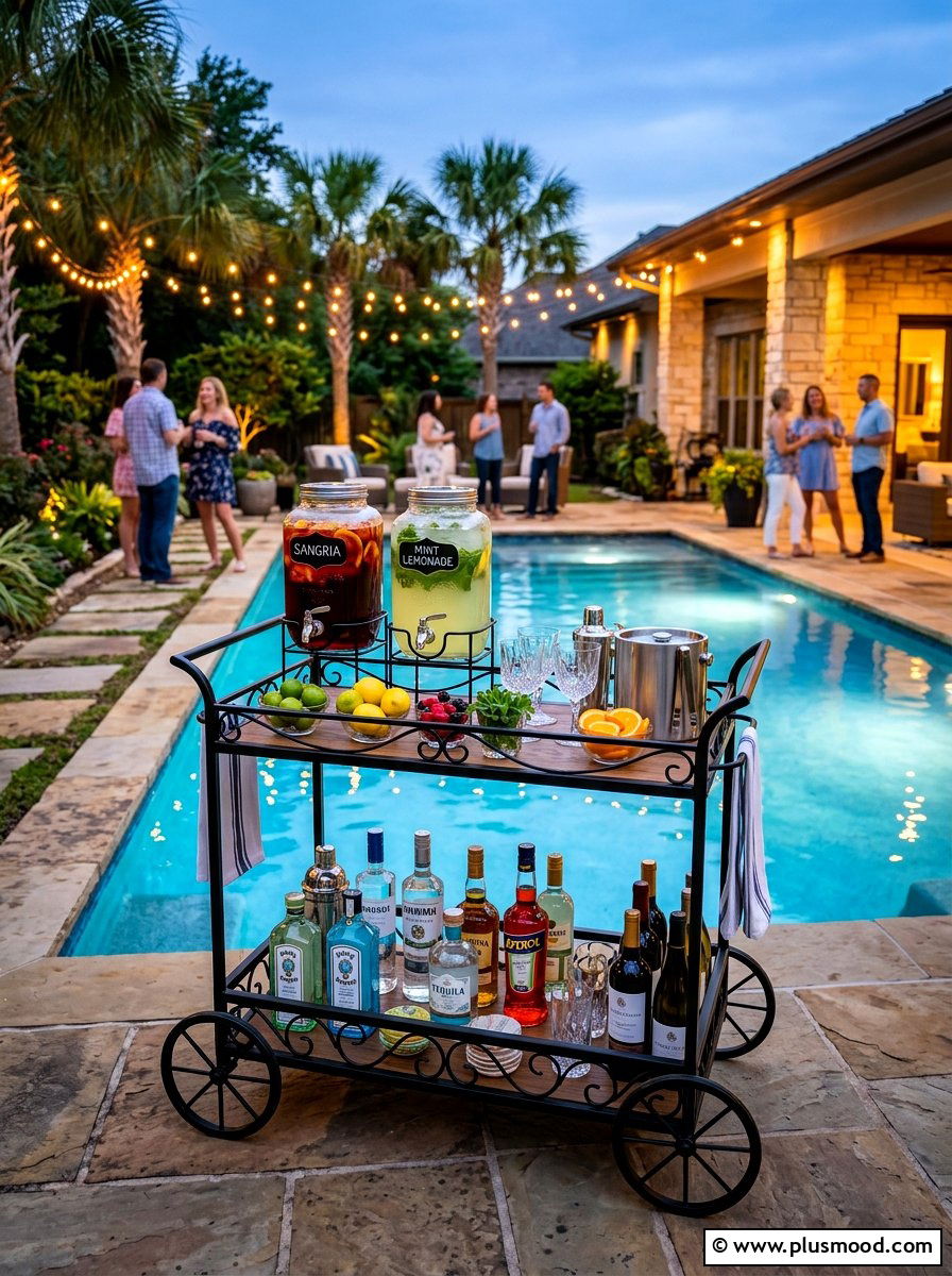 Backyard mobile bar cart - 25 simple summer backyard ideas