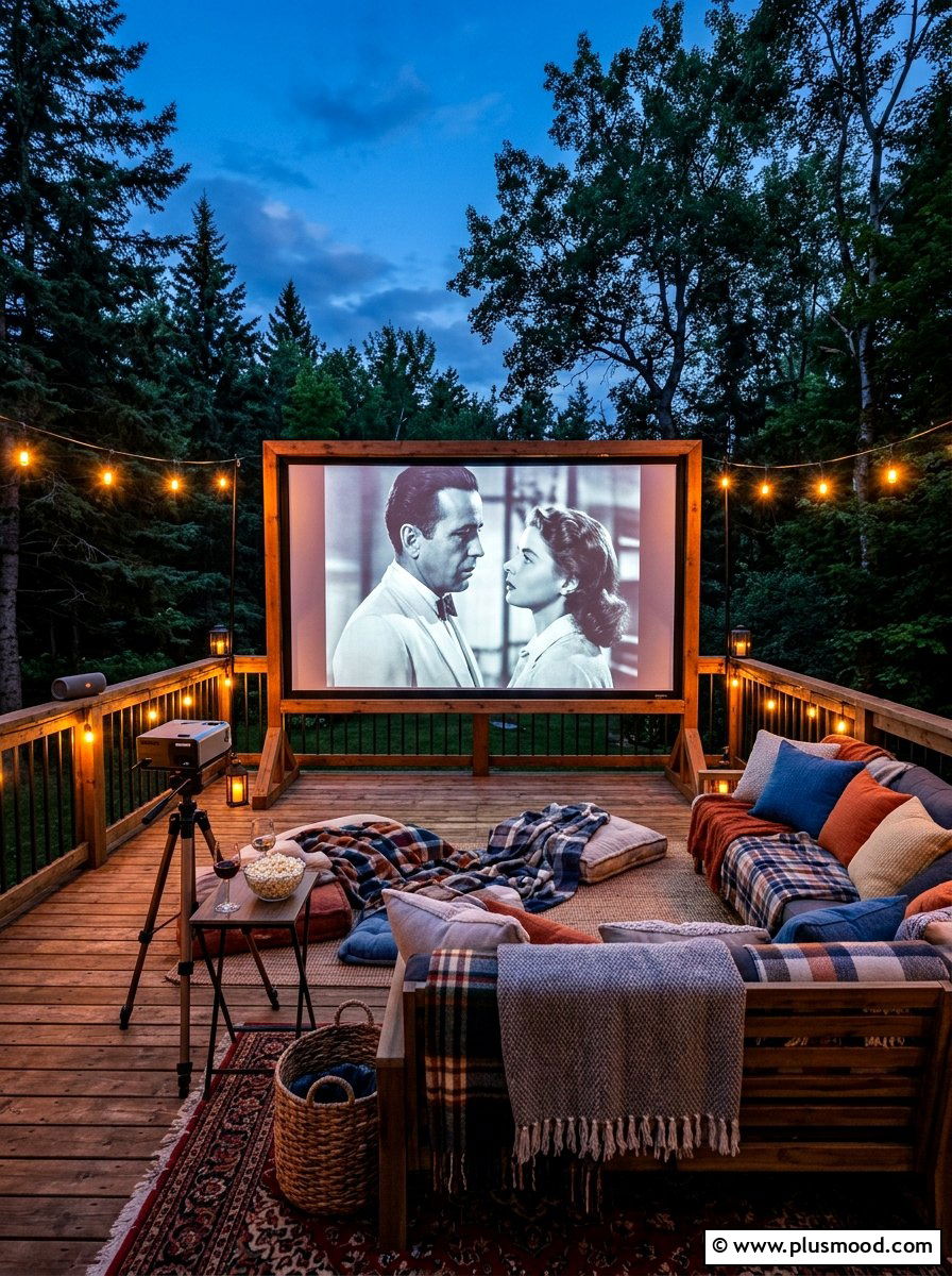 Backyard movie screen - 25 summer deck party ideas