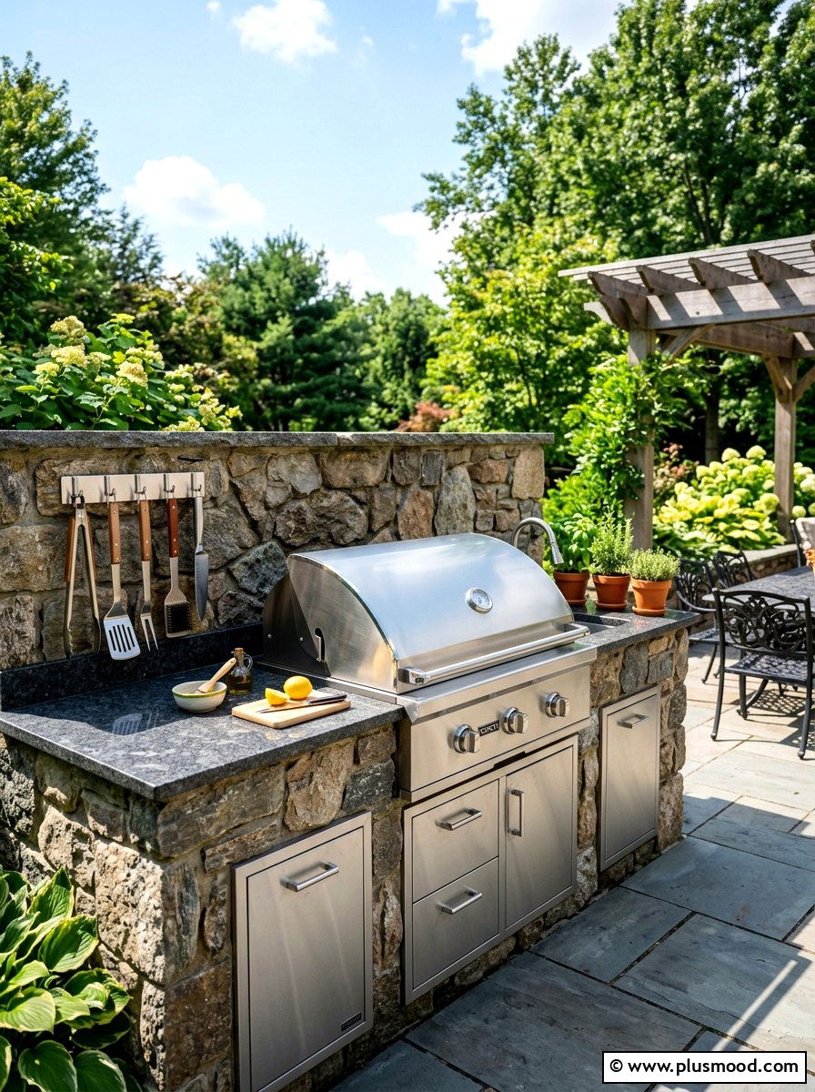 Backyard outdoor grill station - 25 simple summer backyard ideas
