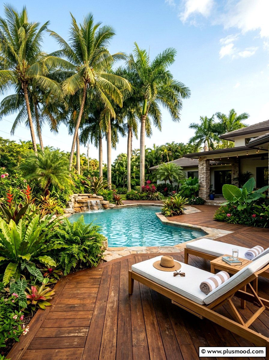 25 Pool Landscaping Ideas With Wooden Deck Designs