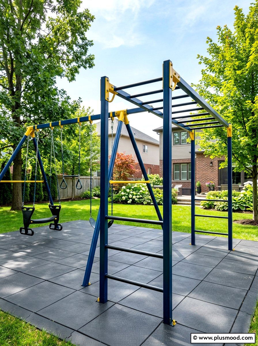 Backyard swing set with monkey bars - 25 small backyard ideas with swing set