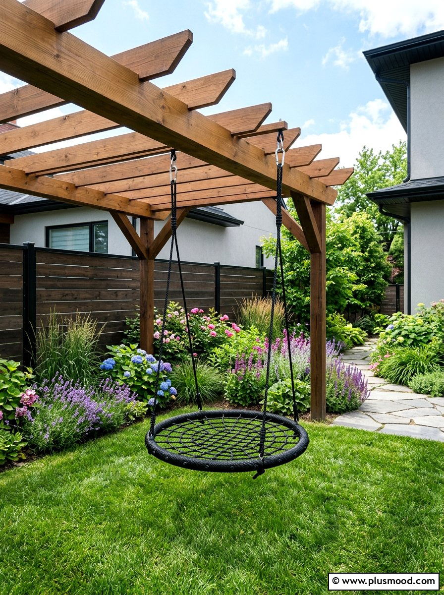 Backyard swing - 25 small backyard ideas for kids