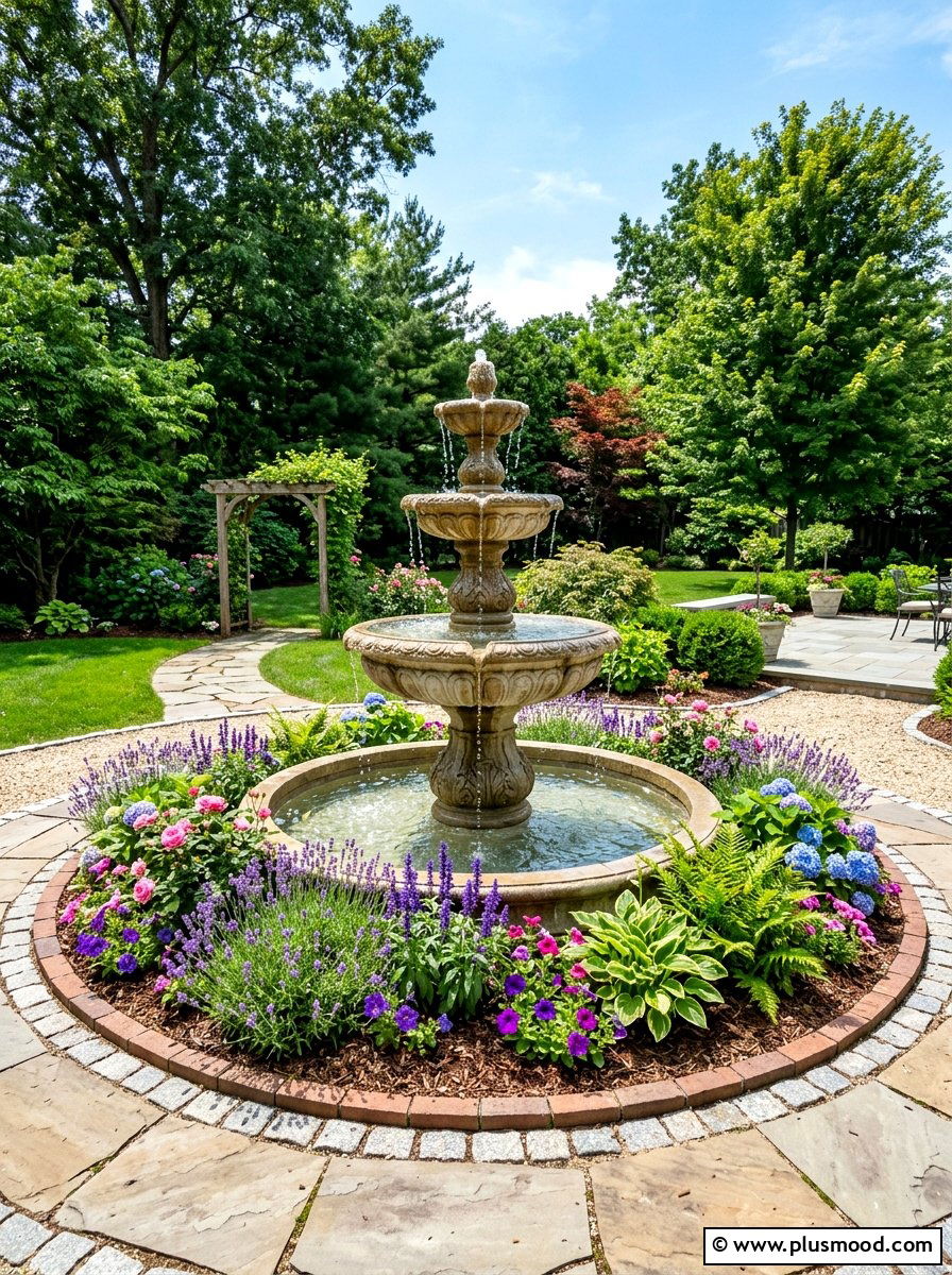 Backyard tiered water fountain - 25 simple summer backyard ideas