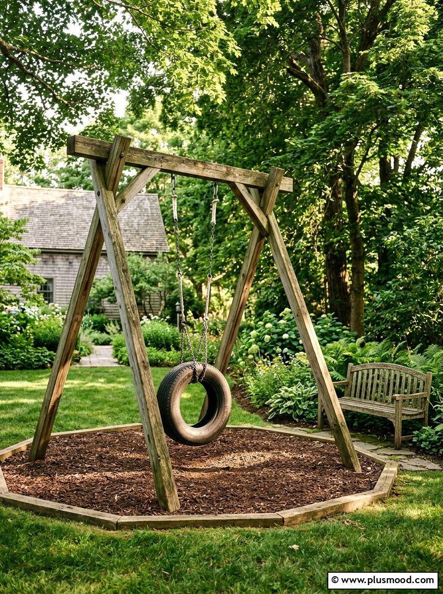 Backyard tire swing set layout - 25 small backyard ideas with swing set