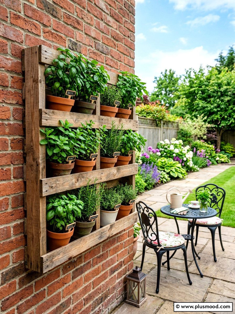Backyard vertical herb wall - 25 simple summer backyard ideas