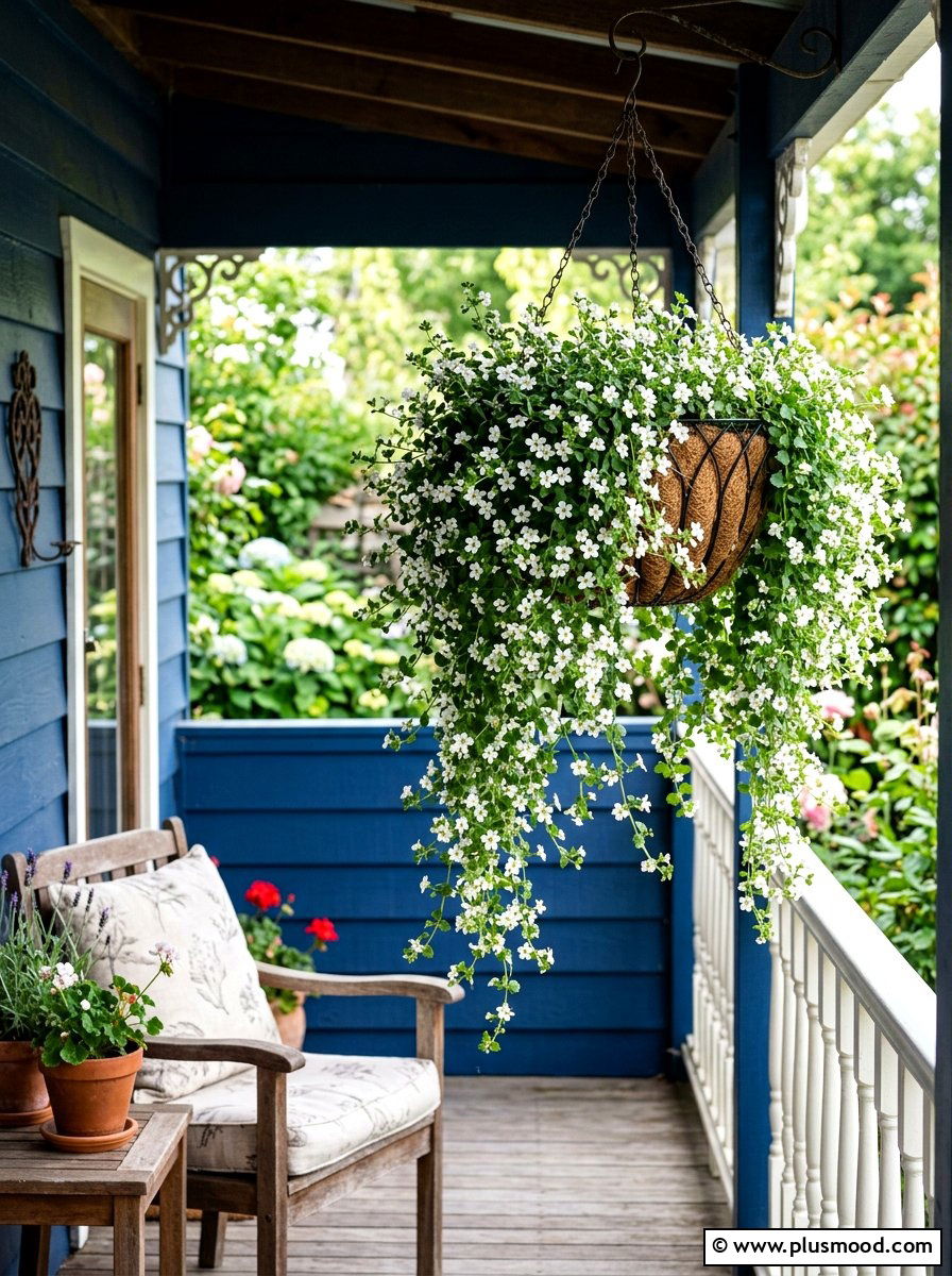 Bacopa hanging basket - 25 summer hanging basket ideas for front porch