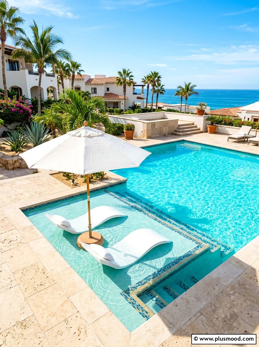 Baja Shelf With Loungers - 25 summer pool ideas