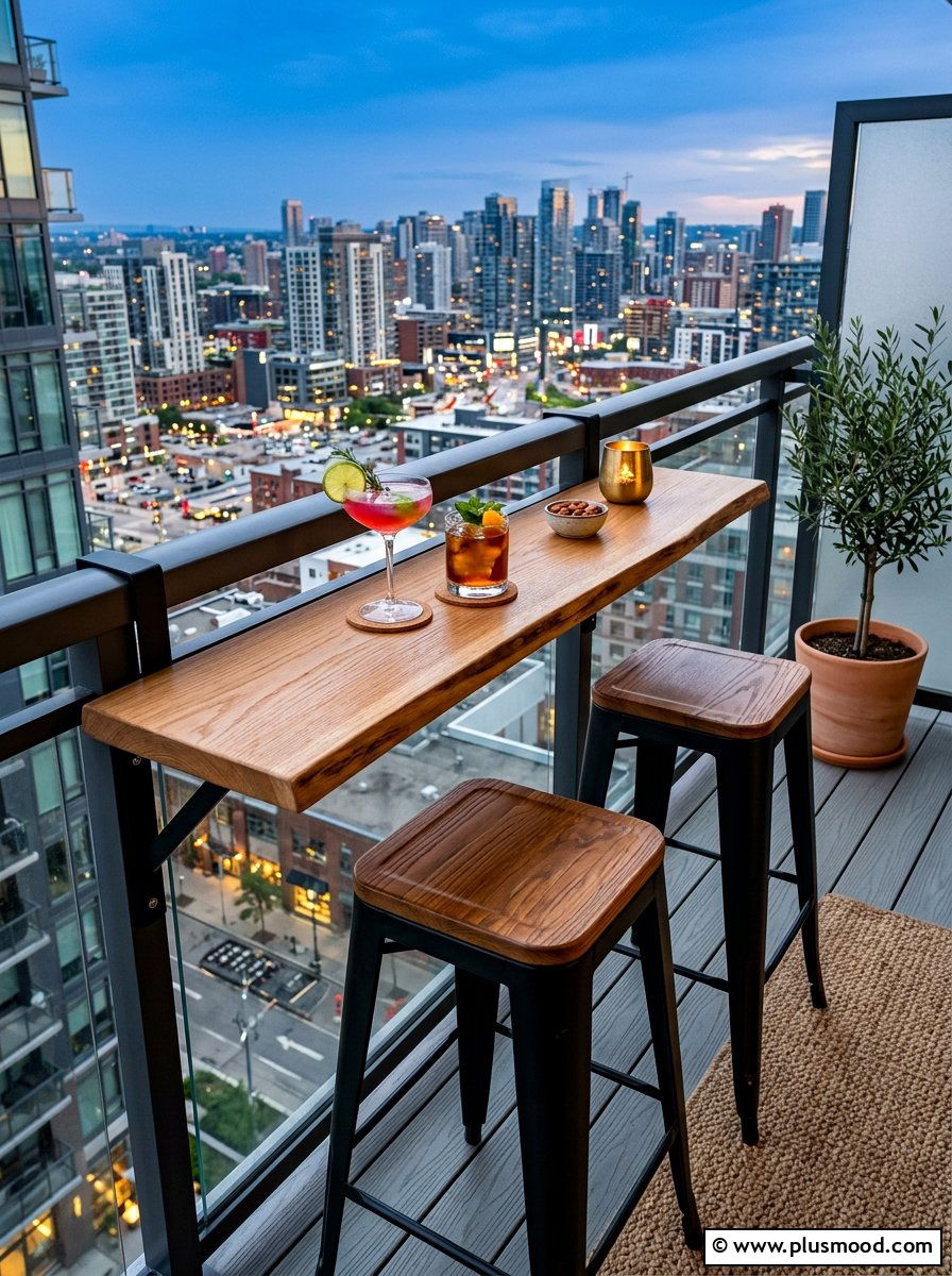 Balcony Bar Table - 25 summer cozy balcony ideas