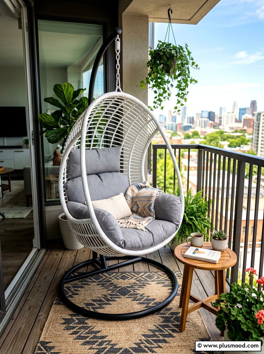 Balcony Egg Chair - 25 summer balcony makeover ideas