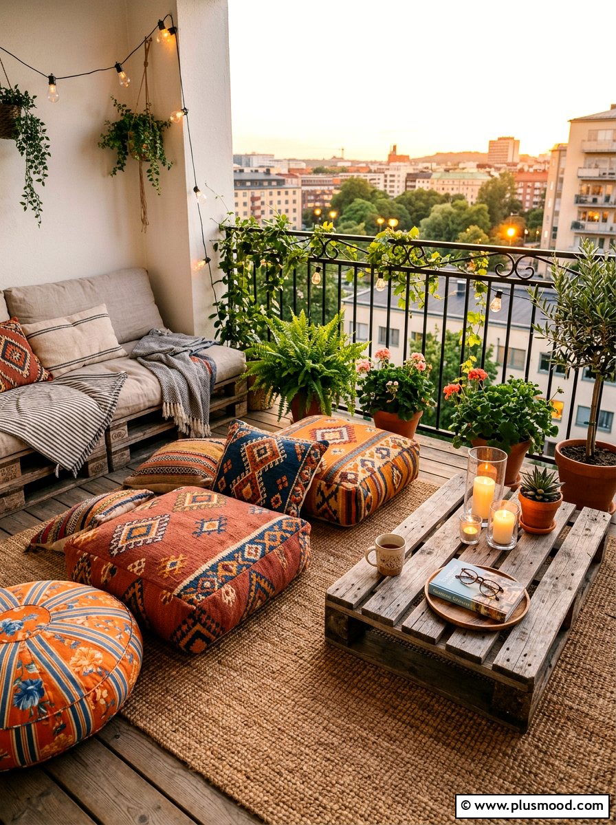 Balcony Floor Cushions - 25 summer balcony ideas