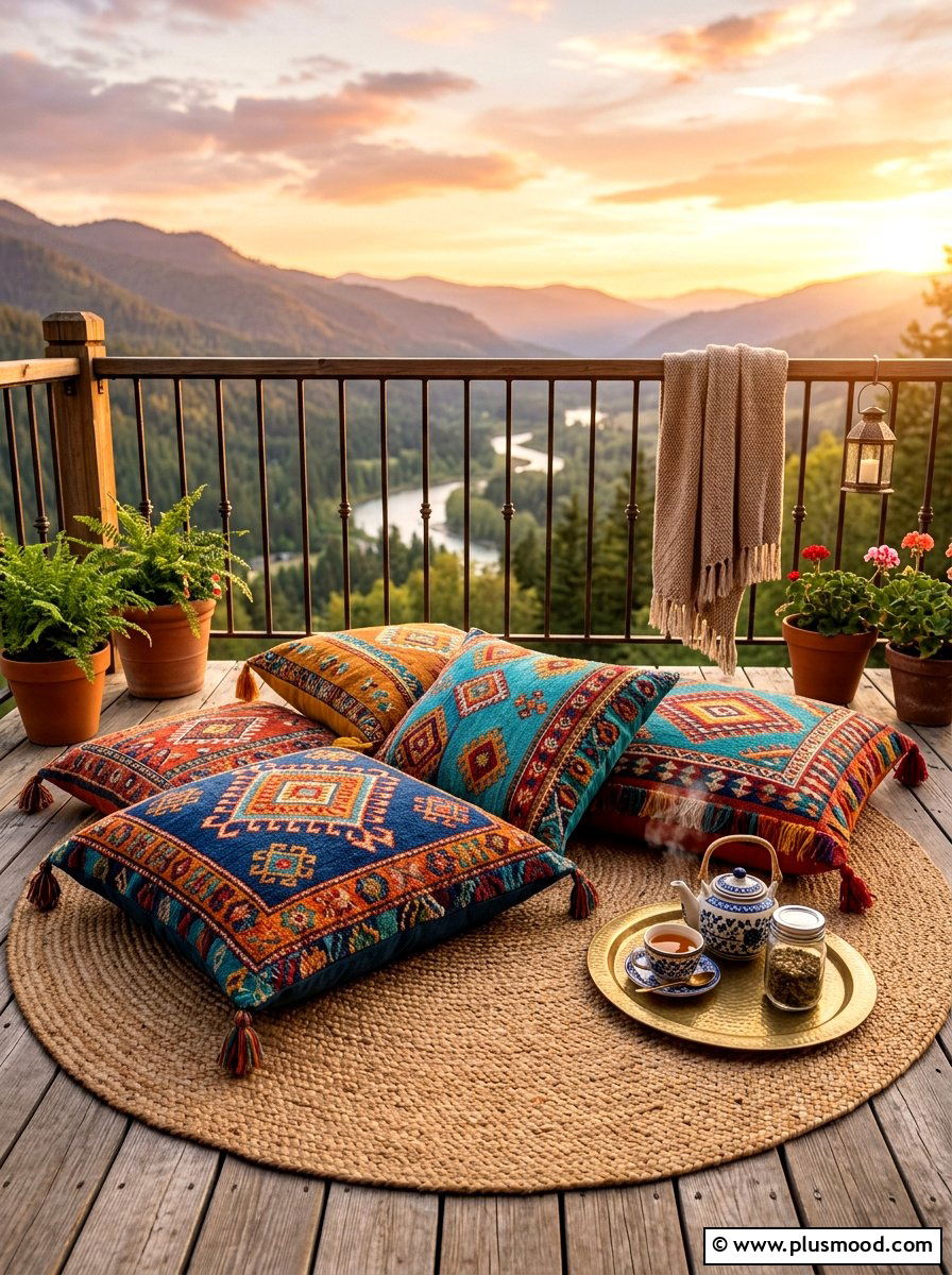 Balcony Floor Pillows - 25 summer tiny balcony ideas