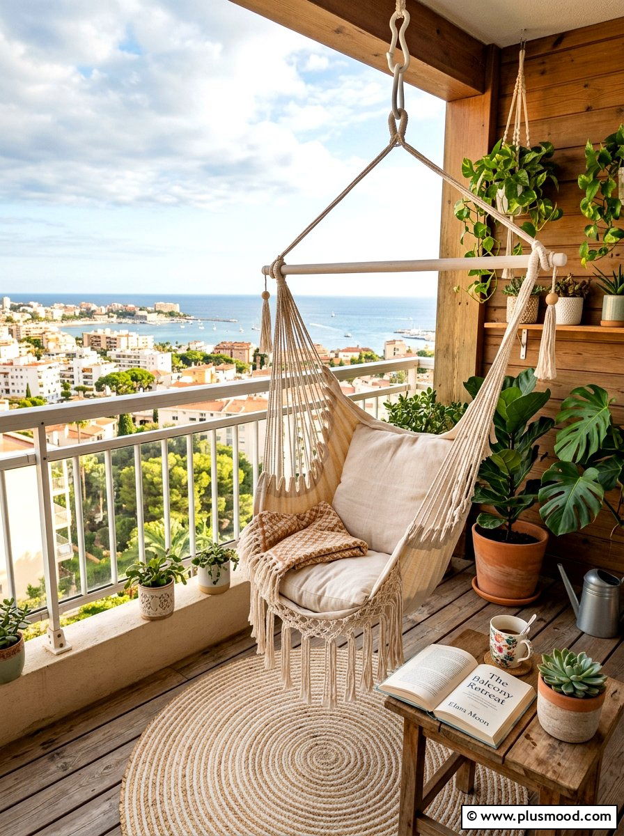 Balcony Hammock Swing - 25 summer balcony makeover ideas