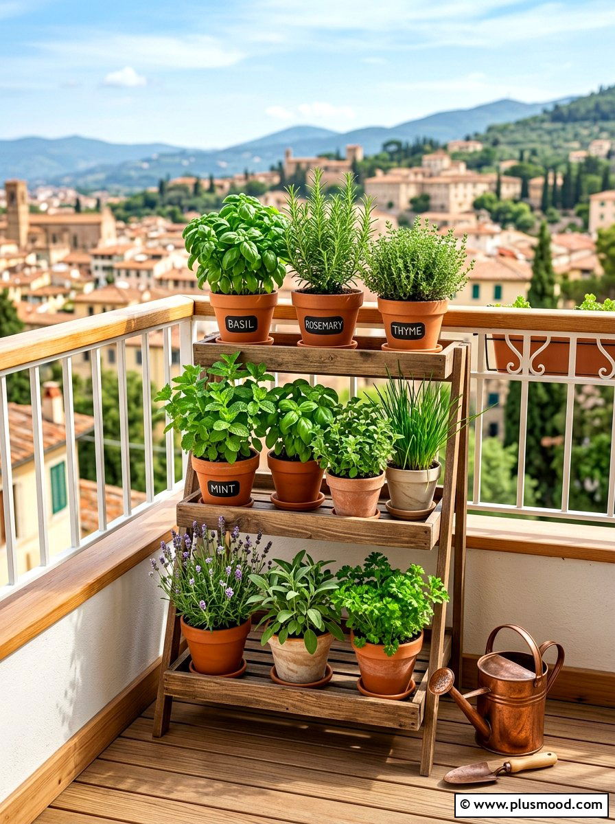Balcony Herb Garden - 25 summer tiny balcony ideas